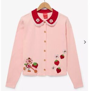 Strawberry Shortcake Portrait Collared Women's Cardigan - SM NWT